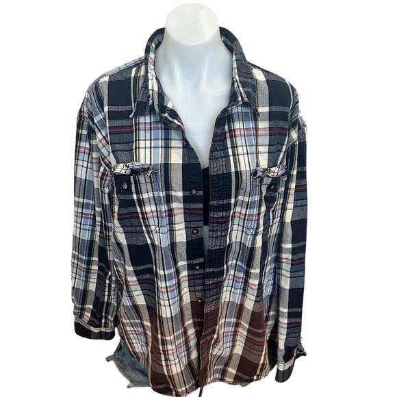 Mario Kart Racing Team Plaid Flannel Shirt XXL Oversized Upcycle Unique Gamer - Picture 4 of 6